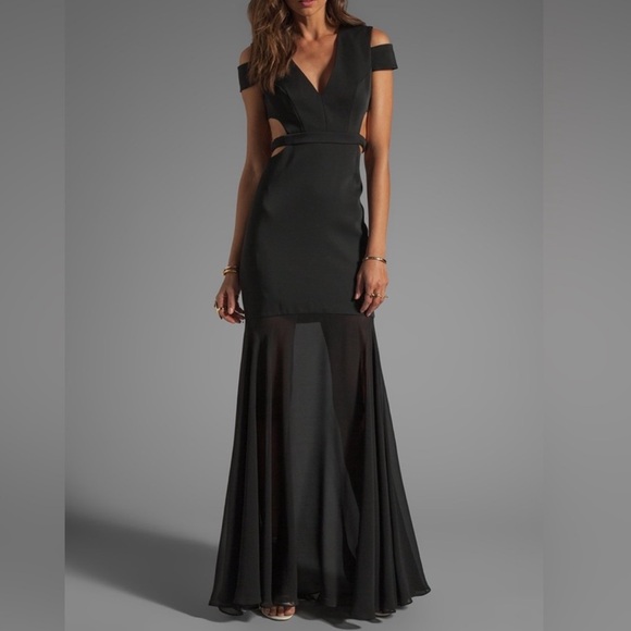 BCBGMaxAzria | Ava Cold Shoulder Cut-Out Full Length Formal Dress - Picture 13 of 13